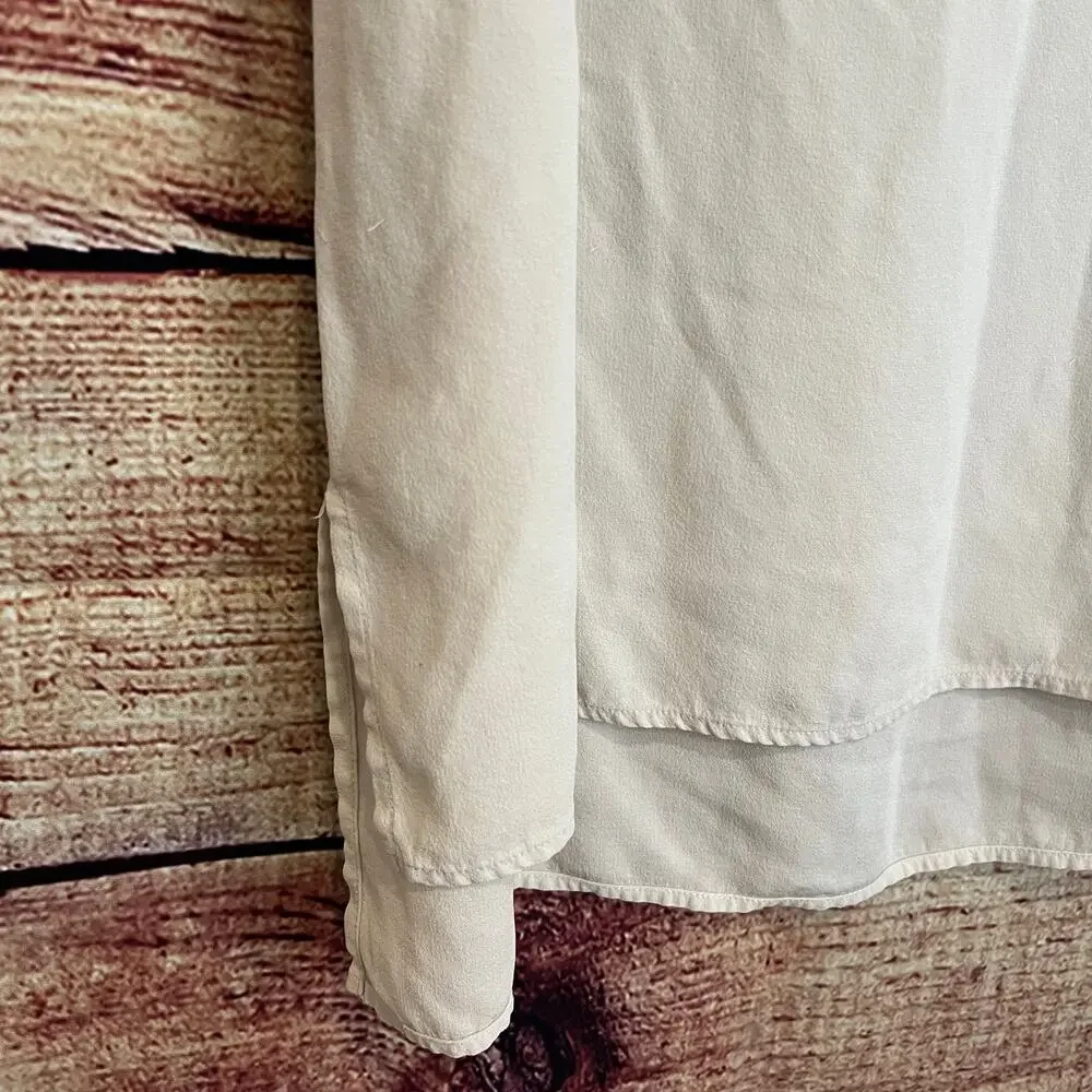 Eileen Fisher Silk Georgette Tank Top Large Crepe Bateau Neck Ivory Blouse Shirt
